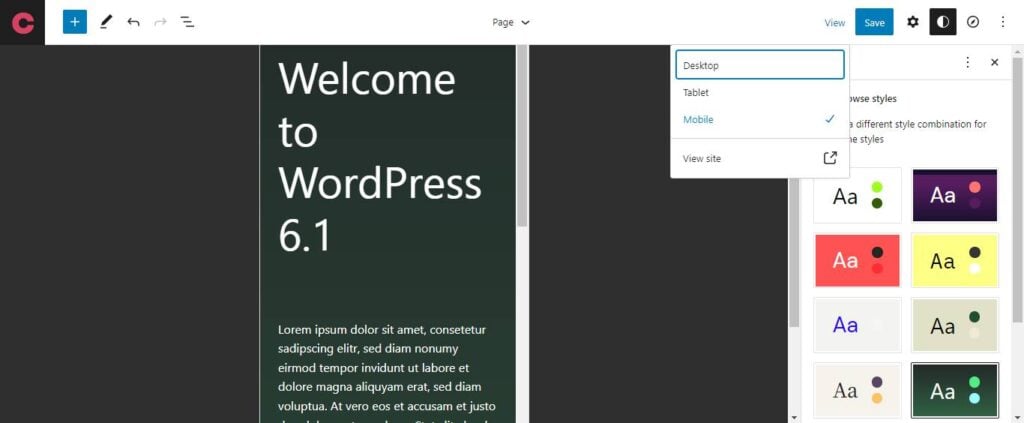 A preview of the fluid typography now available in WordPress 6.1